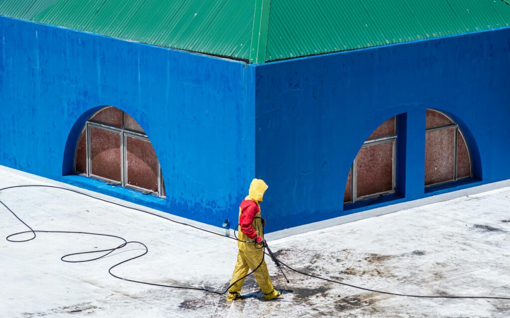 Professional post-construction exterior cleanup in Conroe TX - Prestige Exterior Cleaning